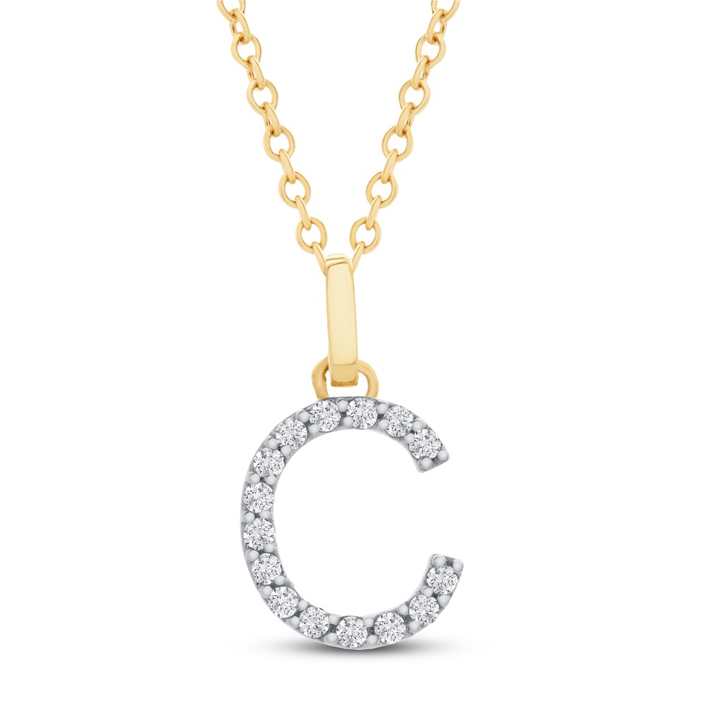 Diamond Letter C Necklace 1/10 ct tw Round 10K Yellow Gold ESy9UCJ8