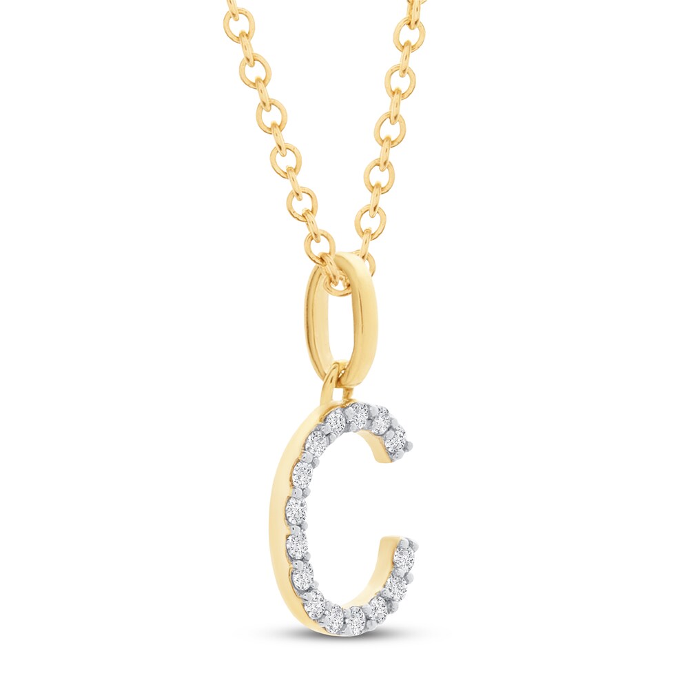Diamond Letter C Necklace 1/10 ct tw Round 10K Yellow Gold ESy9UCJ8