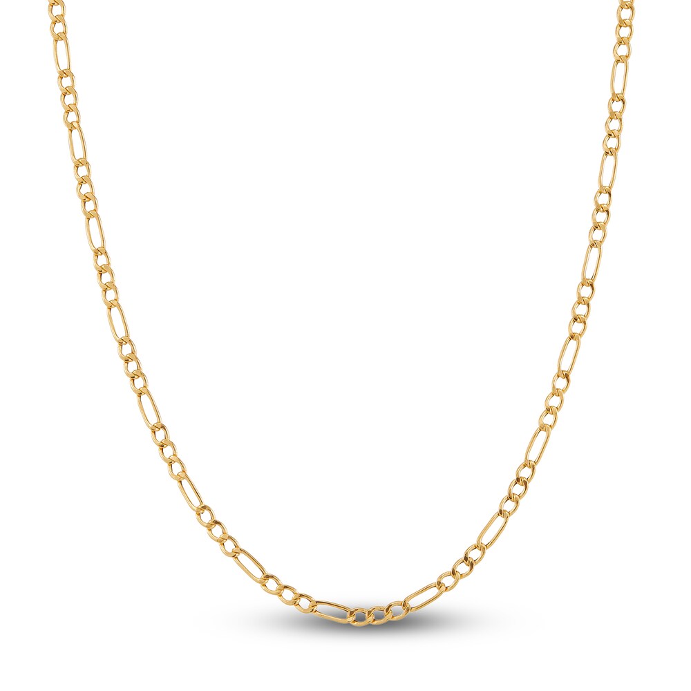 Children\'s Hollow Figaro Link Necklace 14K Yellow Gold EVdQQWv6