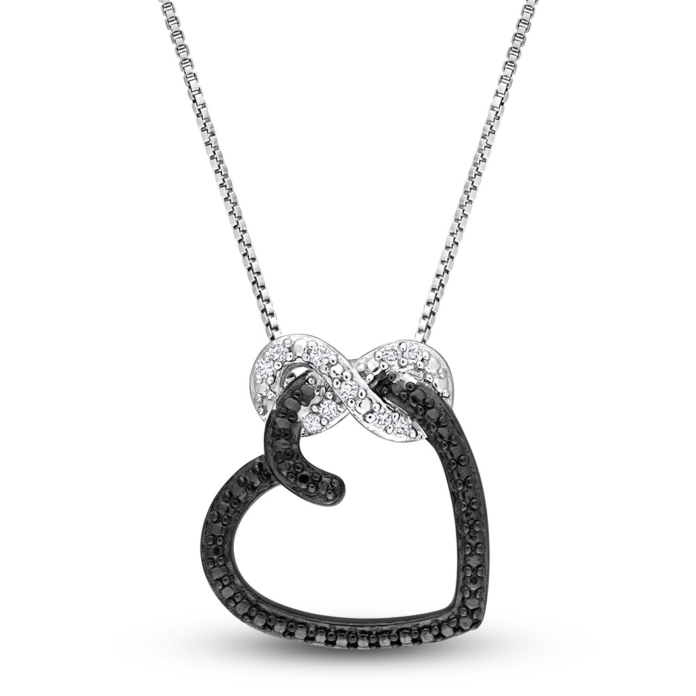 Diamond Heart Necklace 1/20 ct tw Round Sterling Silver 18" EeCpvQsp