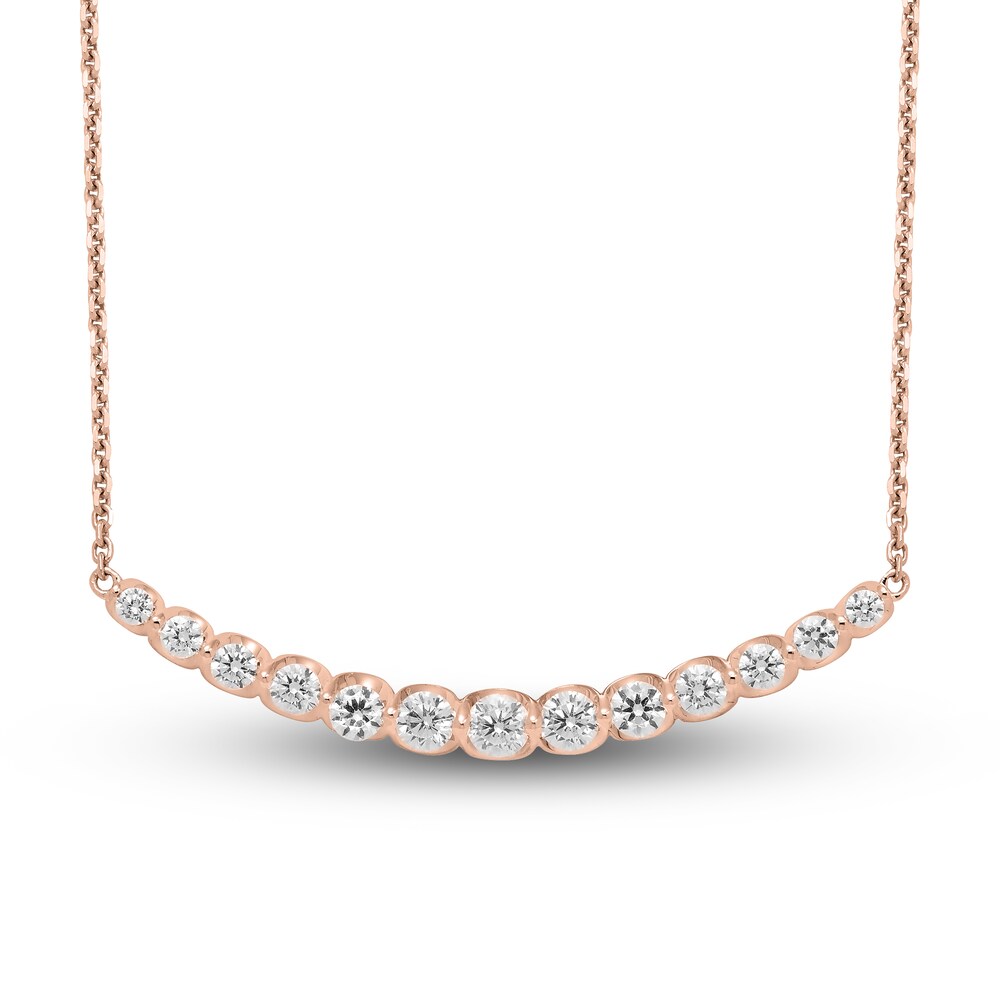 Hearts Desire Diamond Necklace 1-3/8 ct tw Round 18K Rose Gold EfGt9Tfq