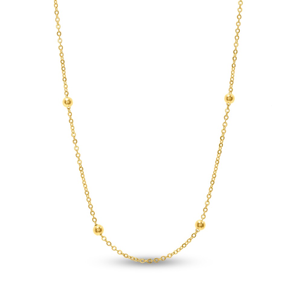 Beaded Chain Necklace 14K Yellow Gold 18" EoZqf5dN