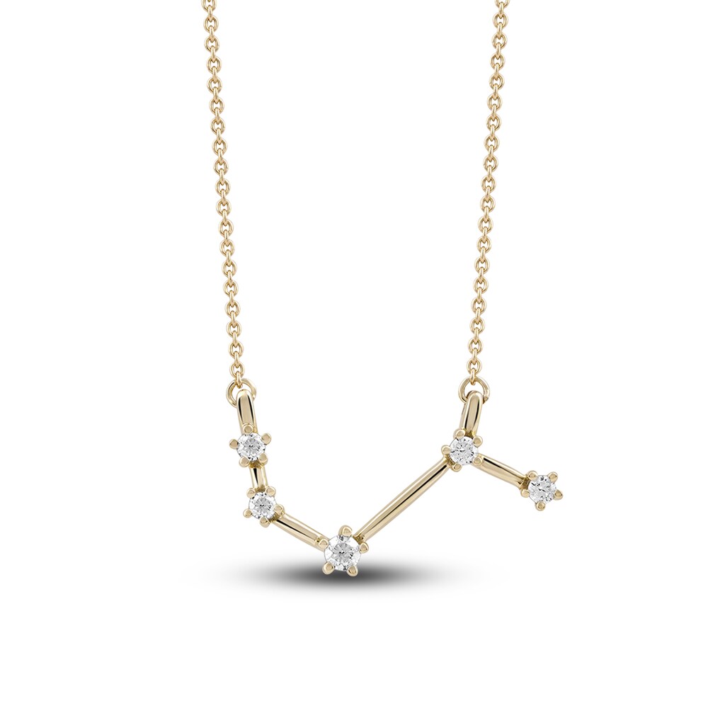 Diamond Aries Constellation Pendant Necklace 1/6 ct tw Round 14K Yellow Gold EpwoPhBb