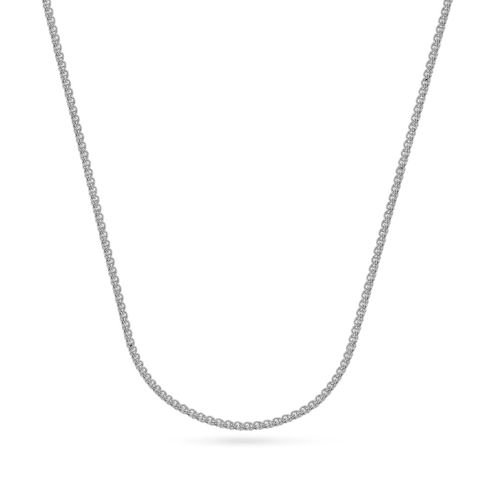 Women's Round Wheat Chain Necklace 18K White Gold 16" ErHvHZws