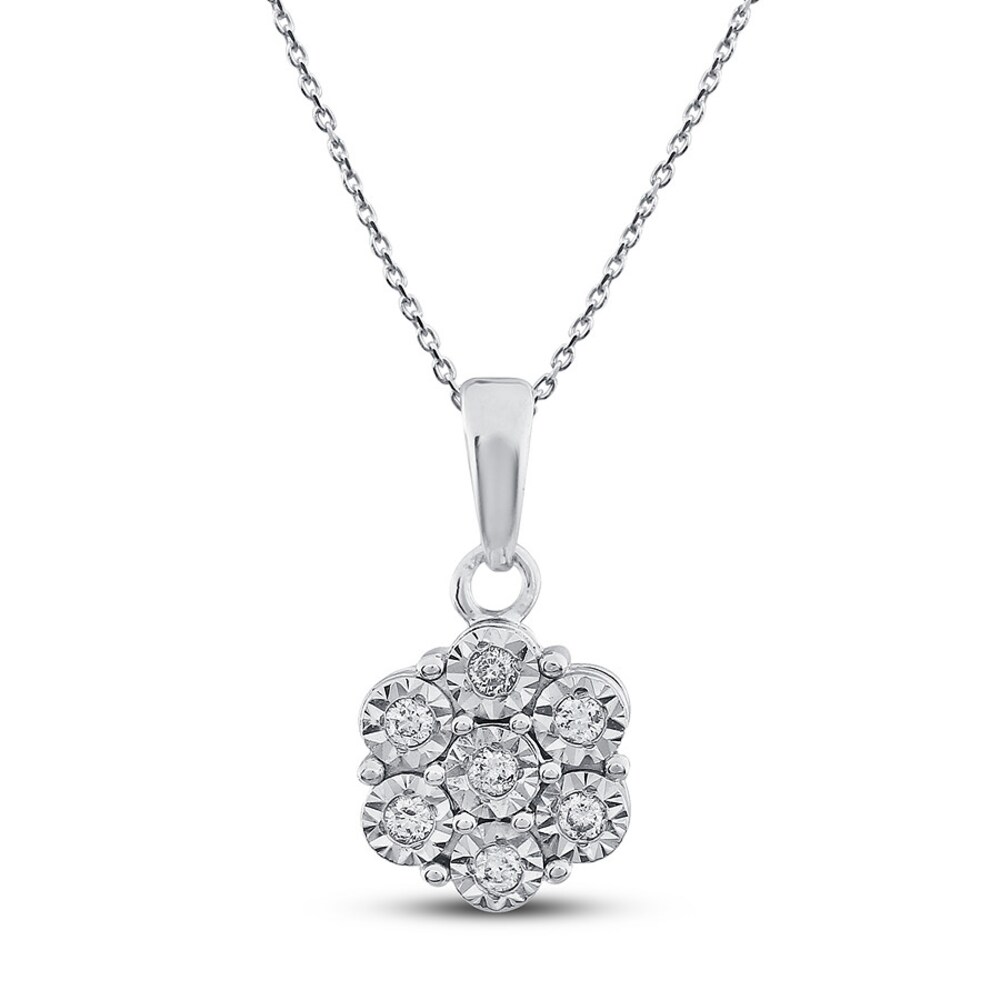 Diamond Necklace 1/10 ct tw Round Sterling Silver EviX9ny0