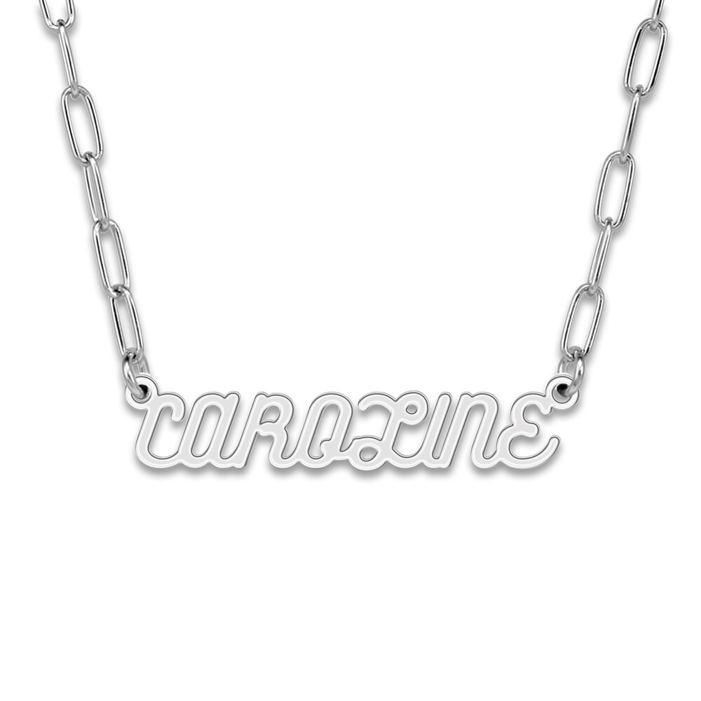 Personalized High-Polish Name Link Necklace Sterling Silver 18\" 7.0mm EzZAw7sy [EzZAw7sy]