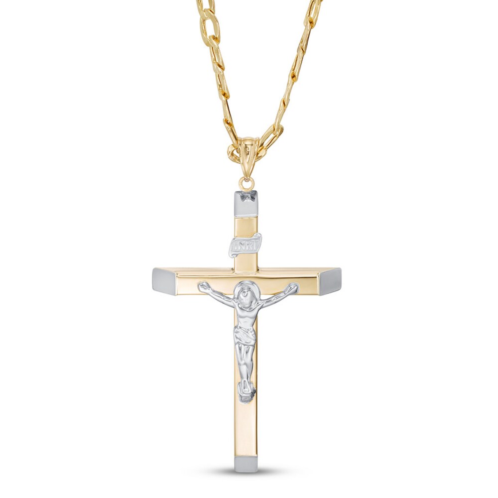 Men\'s Cross Necklace 10K Two-Tone Gold F4XhWARn