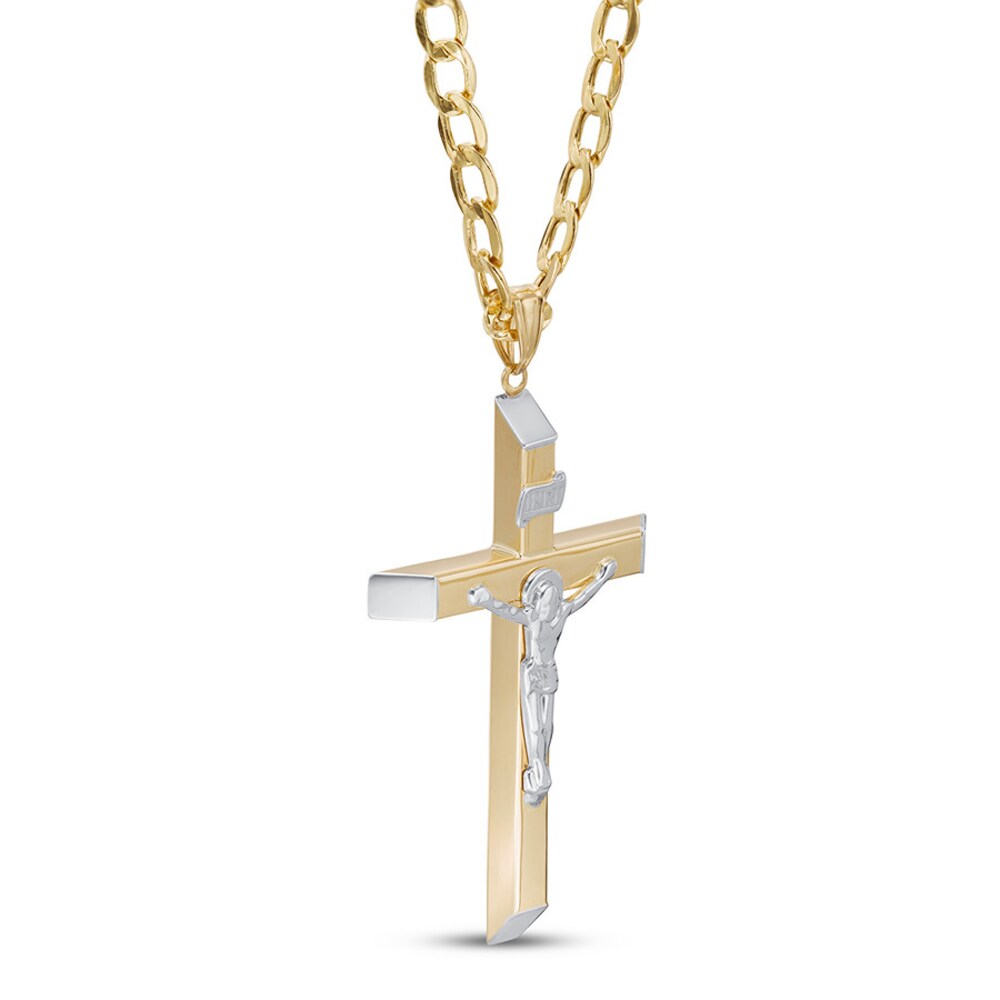 Men\'s Cross Necklace 10K Two-Tone Gold F4XhWARn