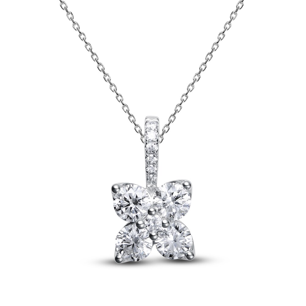 Diamond Necklace 7/8 ct tw Round 14K White Gold 18" FArbCQAE