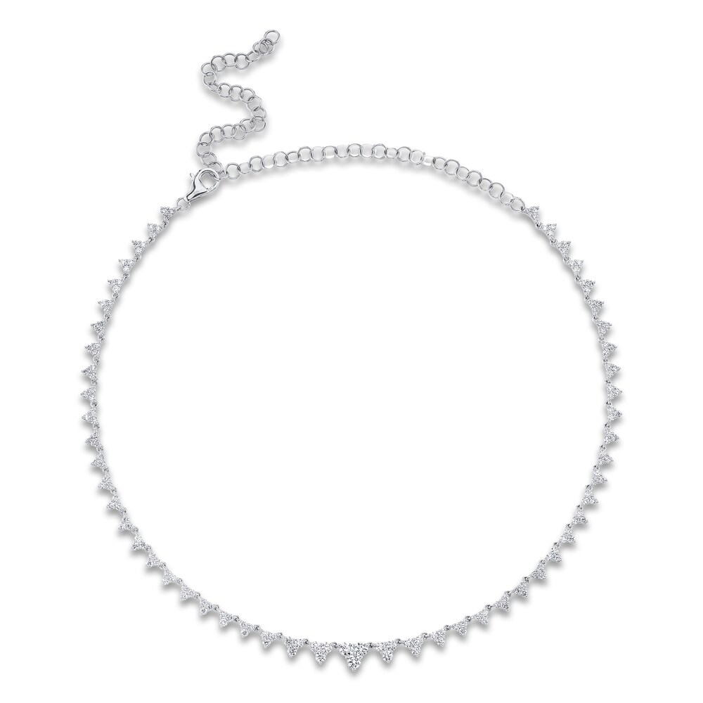 Shy Creation Diamond Necklace 3-7/8 ct tw Round 14K White Gold 18" SC55023099 FBAczmoJ