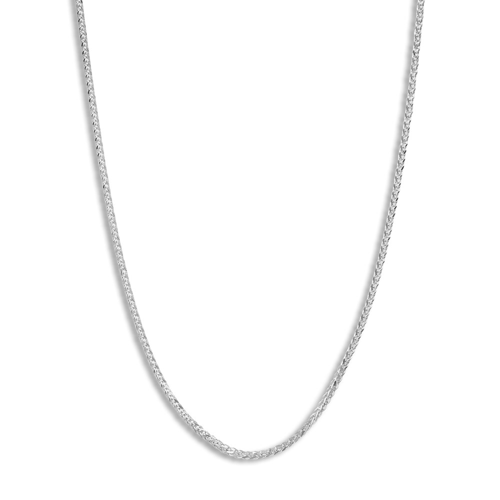 Square Wheat Chain Necklace 14K White Gold 16" FFGqUJEt