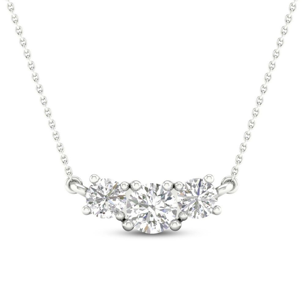 Three-Stone Diamond Necklace 1/2 ct tw Round 10K White Gold FGrYCj1C