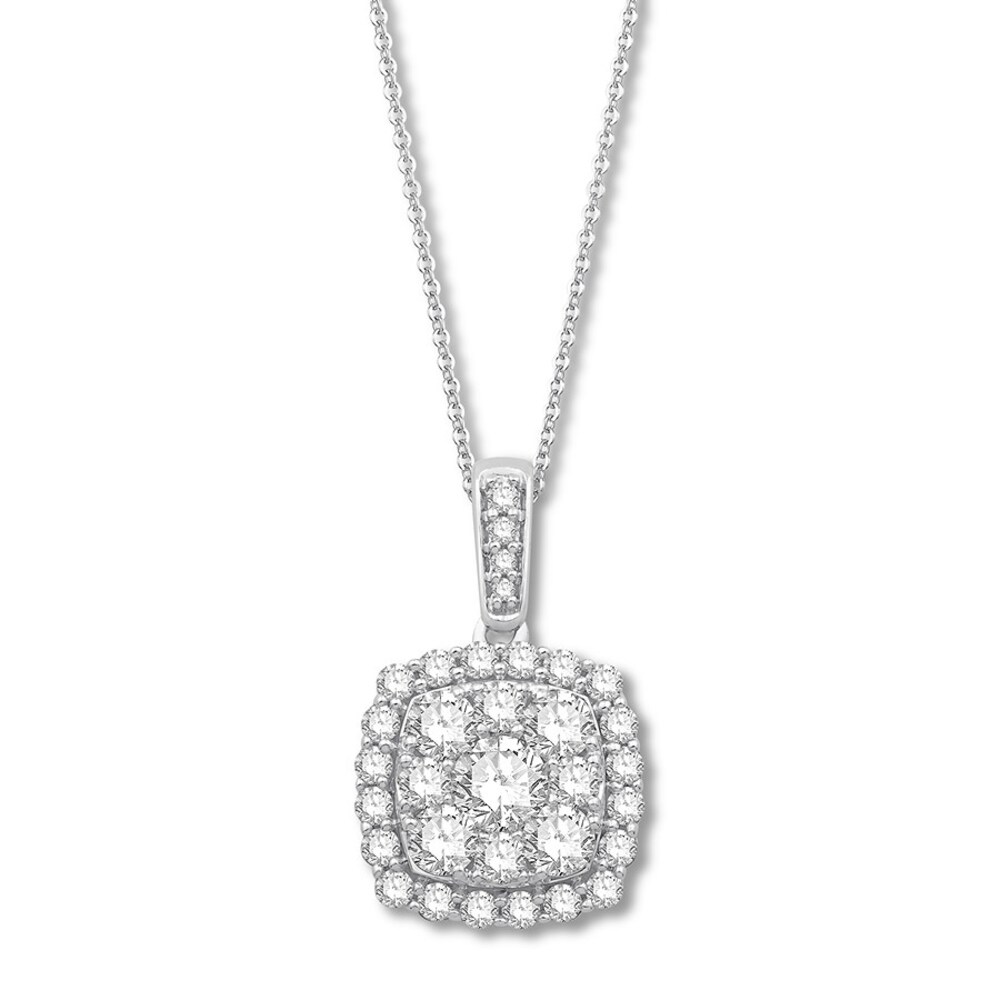 Colorless Diamond Necklace 1 carat tw Round 14K White Gold FHcEzCAP