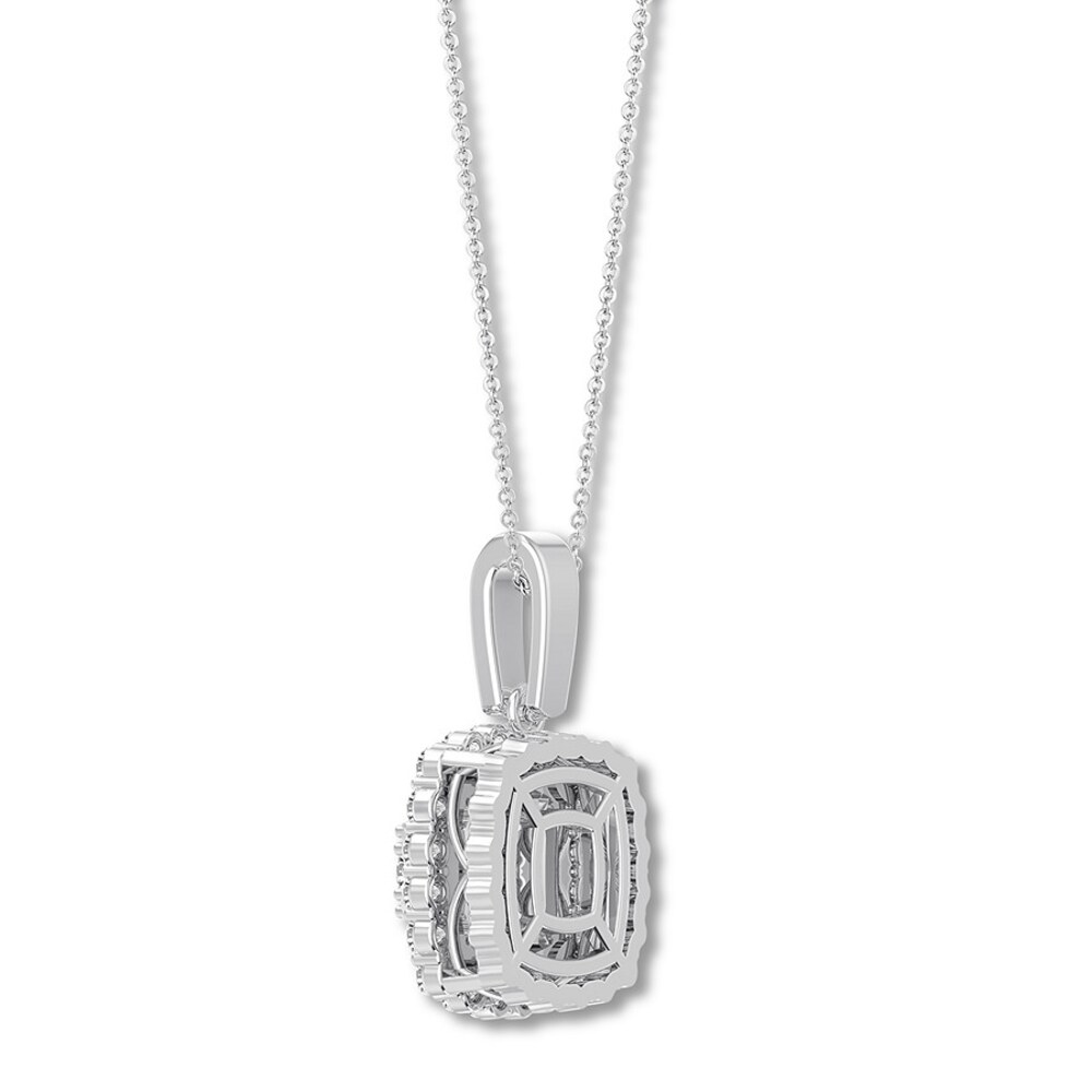 Colorless Diamond Necklace 1 carat tw Round 14K White Gold FHcEzCAP