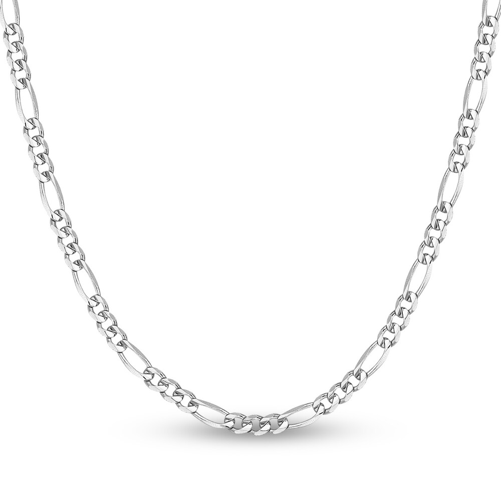 Figaro Chain Necklace 14K White Gold 22\" FHruC9mT