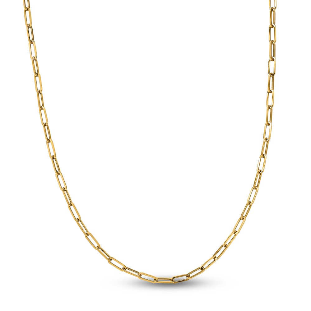 Polished Paperclip Necklace 14K Yellow Gold 31.5-Inch FJO0sUEZ