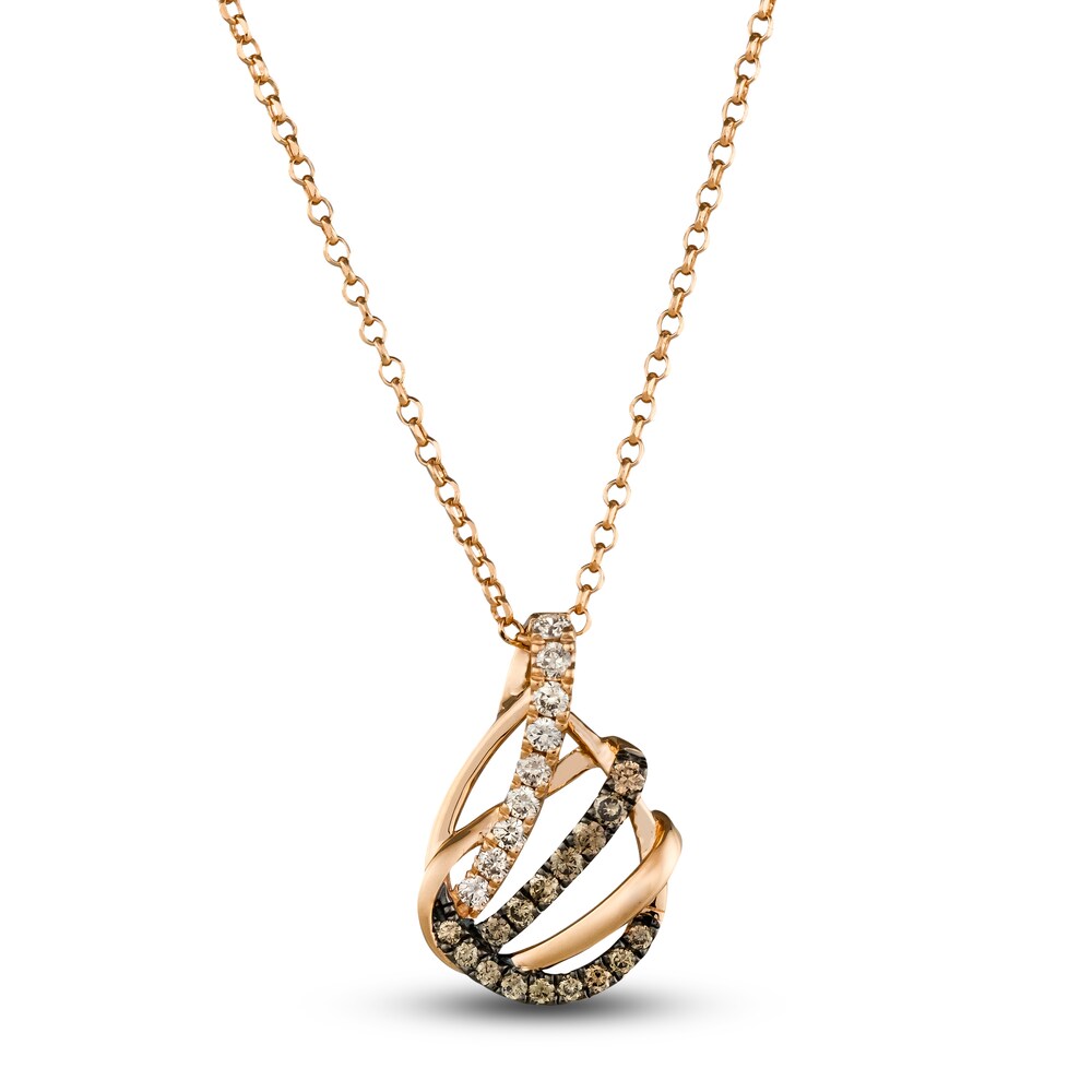 Le Vian Wrapped In Chocolate Diamond Necklace 3/8 ct tw Round 14K Strawberry Gold 19\" FJc8AuOj