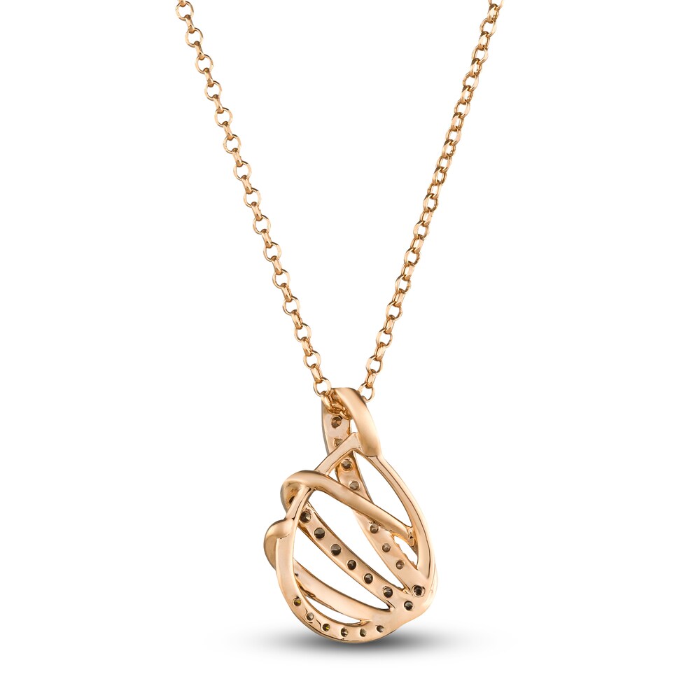 Le Vian Wrapped In Chocolate Diamond Necklace 3/8 ct tw Round 14K Strawberry Gold 19\" FJc8AuOj