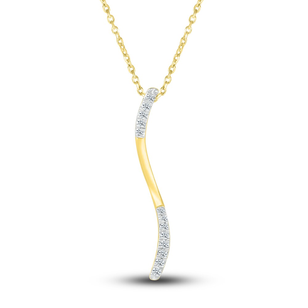 Diamond Drop Pendant Necklace 1/10 ct tw Round 10K Yellow Gold FKu6duCS