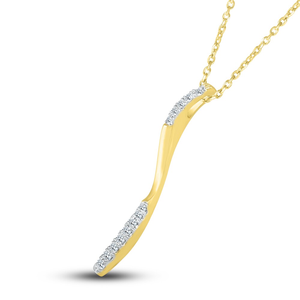 Diamond Drop Pendant Necklace 1/10 ct tw Round 10K Yellow Gold FKu6duCS