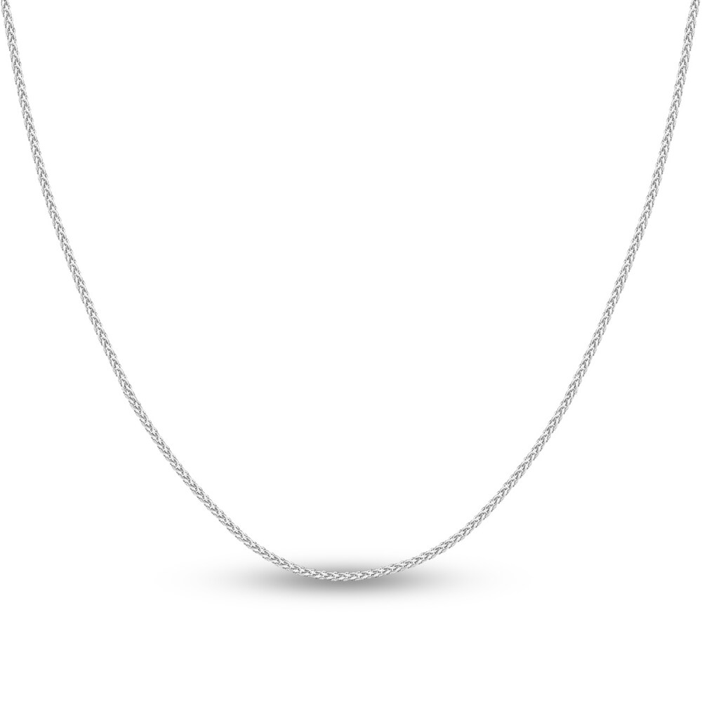 Round Wheat Chain Necklace 14K White Gold 16\" FUGV7aKC