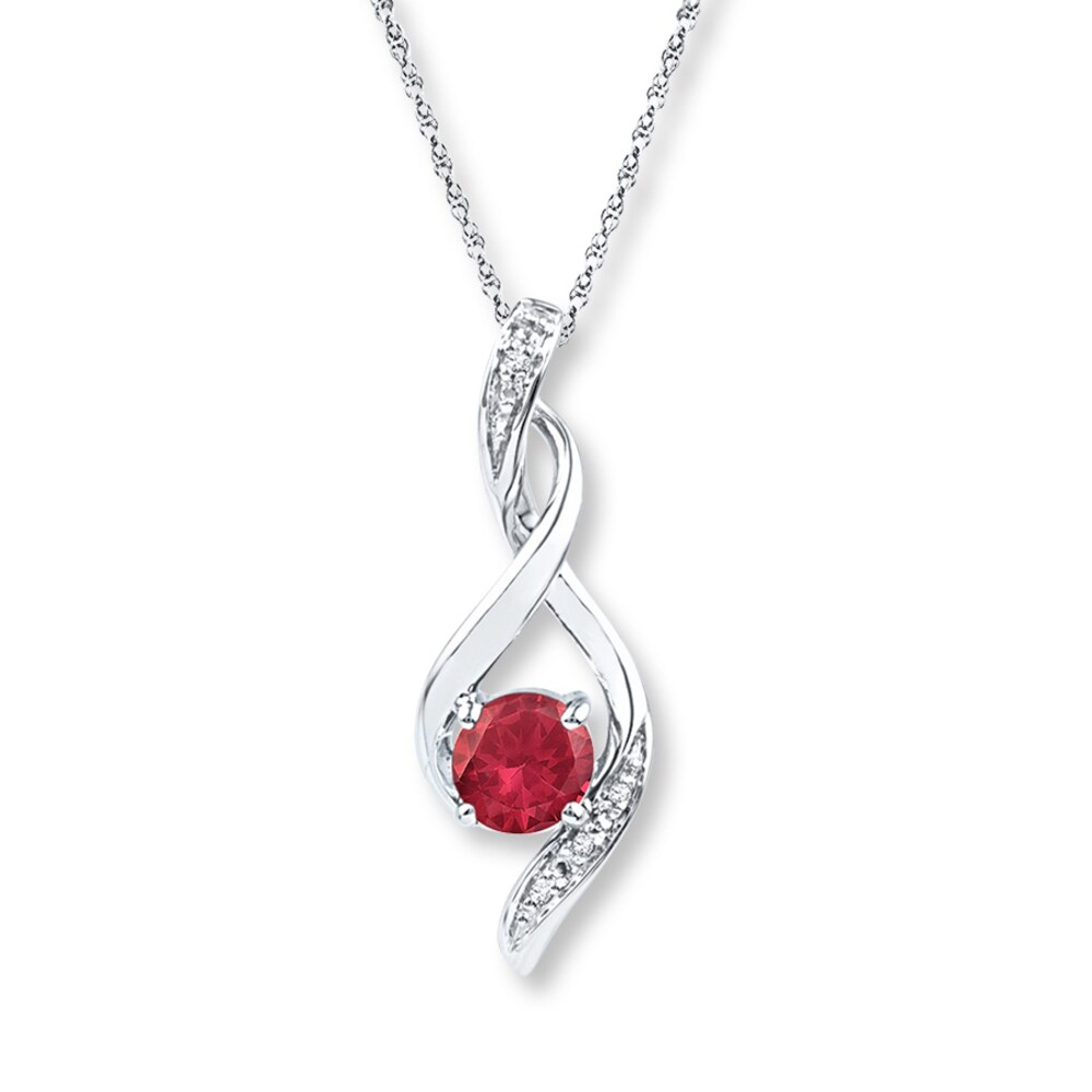 Lab-Created Ruby Necklace Diamond Accents Sterling Silver FWAJ2EVV