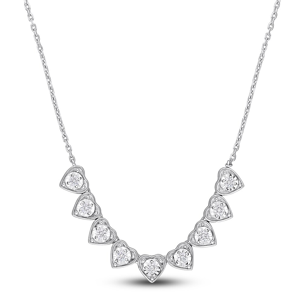 Diamond Heart Necklace 1/4 ct tw Round 14K White Gold 17\" FbT0DJdQ