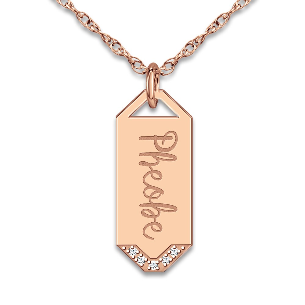 Initial Pendant Necklace Diamond Accents Rose Gold-Plated Sterling Silver 18" FdlYElUO