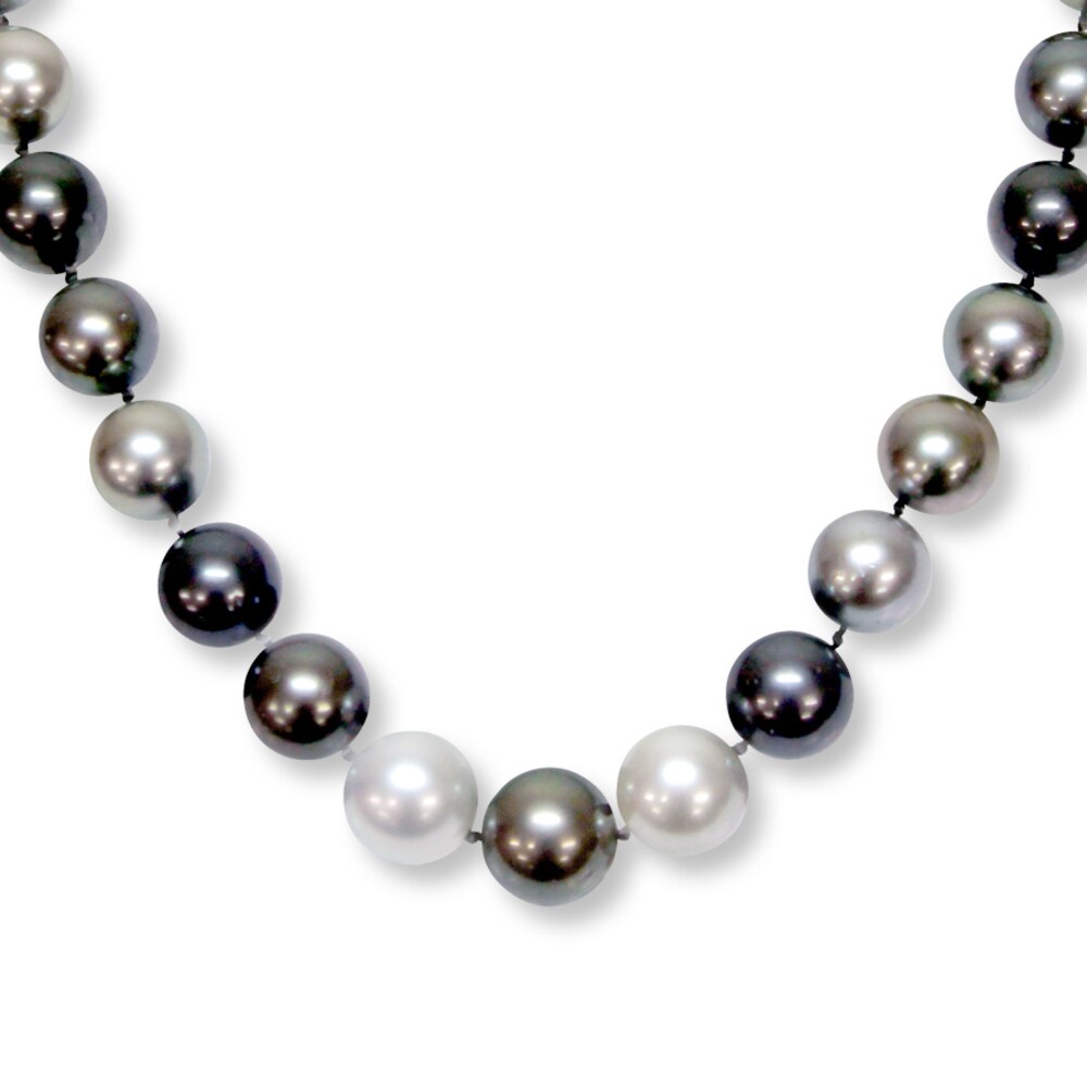 Cultured Pearl Necklace 1/20 ct tw Diamonds 14K White Gold FrmPJ3Ii