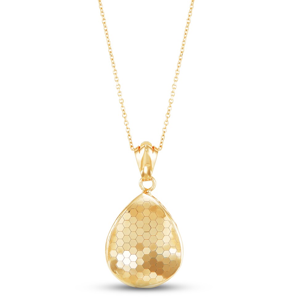 Italia D'Oro Honeycomb Pendant Necklace 14K Yellow Gold FujBUpvC