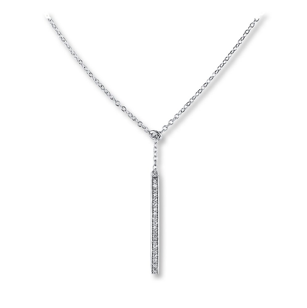 Diamond Bar Necklace 1/8 ct tw Round-cut Sterling Silver G4gx4lwN