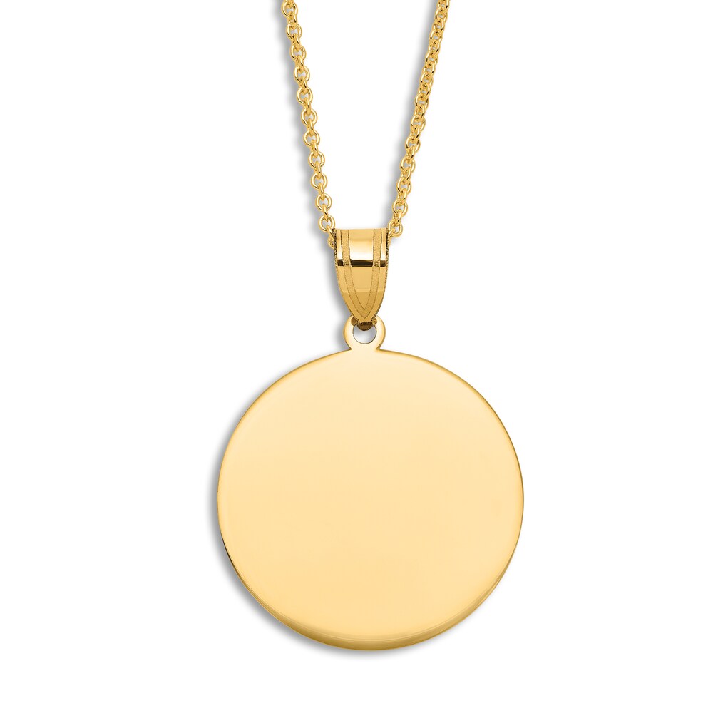 Engravable Circle Necklace 14K Yellow Gold 16" to 18" Adjustable G9856NTx