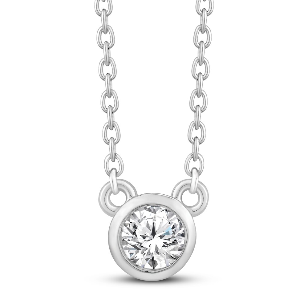 Diamond Solitaire Necklace 1/4 ct tw Round 14K White Gold (I2/I) GFxjQ3g7