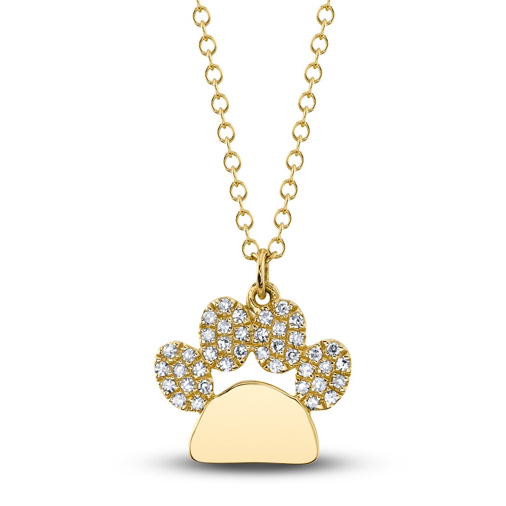 Shy Creation Diamond Paw Necklace 1/15 ct tw Round 14K Yellow Gold 18" SC55008979 GIuR6ilT