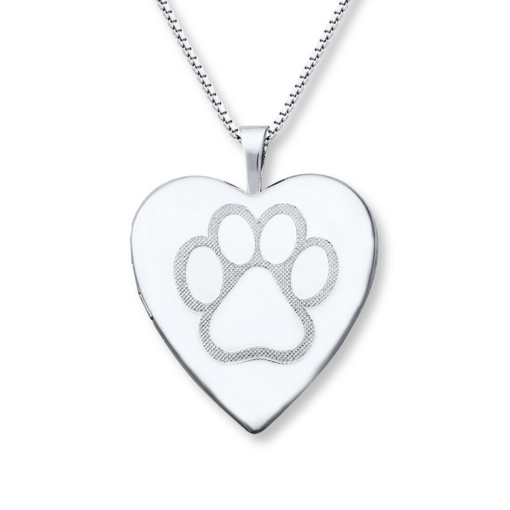 Paw Print Locket Heart Necklace Sterling Silver GO5Vvjha