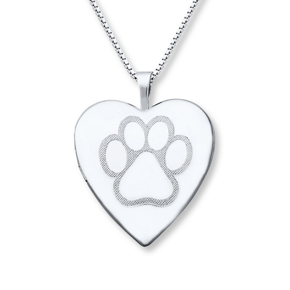 Paw Print Locket Heart Necklace Sterling Silver GO5Vvjha [GO5Vvjha]