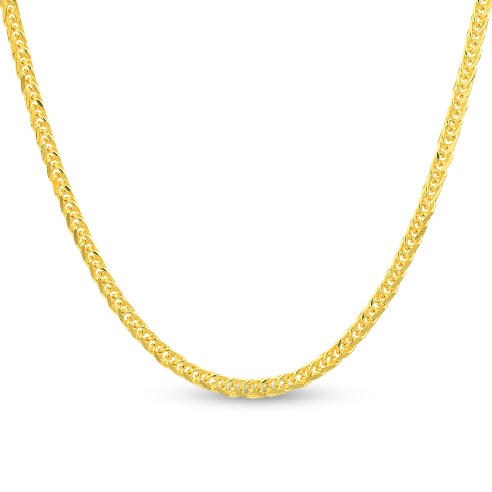 Square Wheat Chain Necklace 14K Yellow Gold 18\" GQUSjXC0