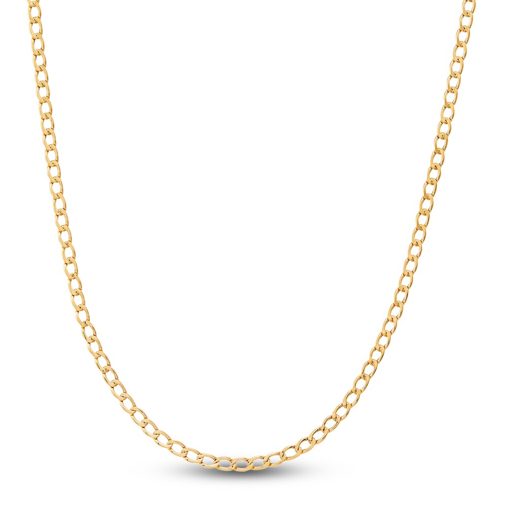 Children\'s Hollow Curb Link Necklace 14K Yellow Gold GTJG8qZr