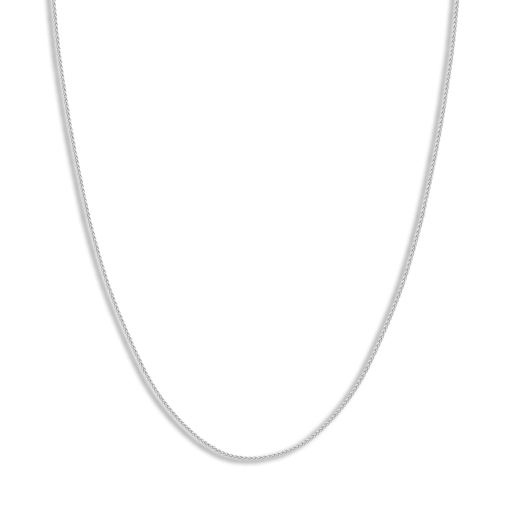 Round Wheat Chain Necklace 18K White Gold 16" GTcMSigb