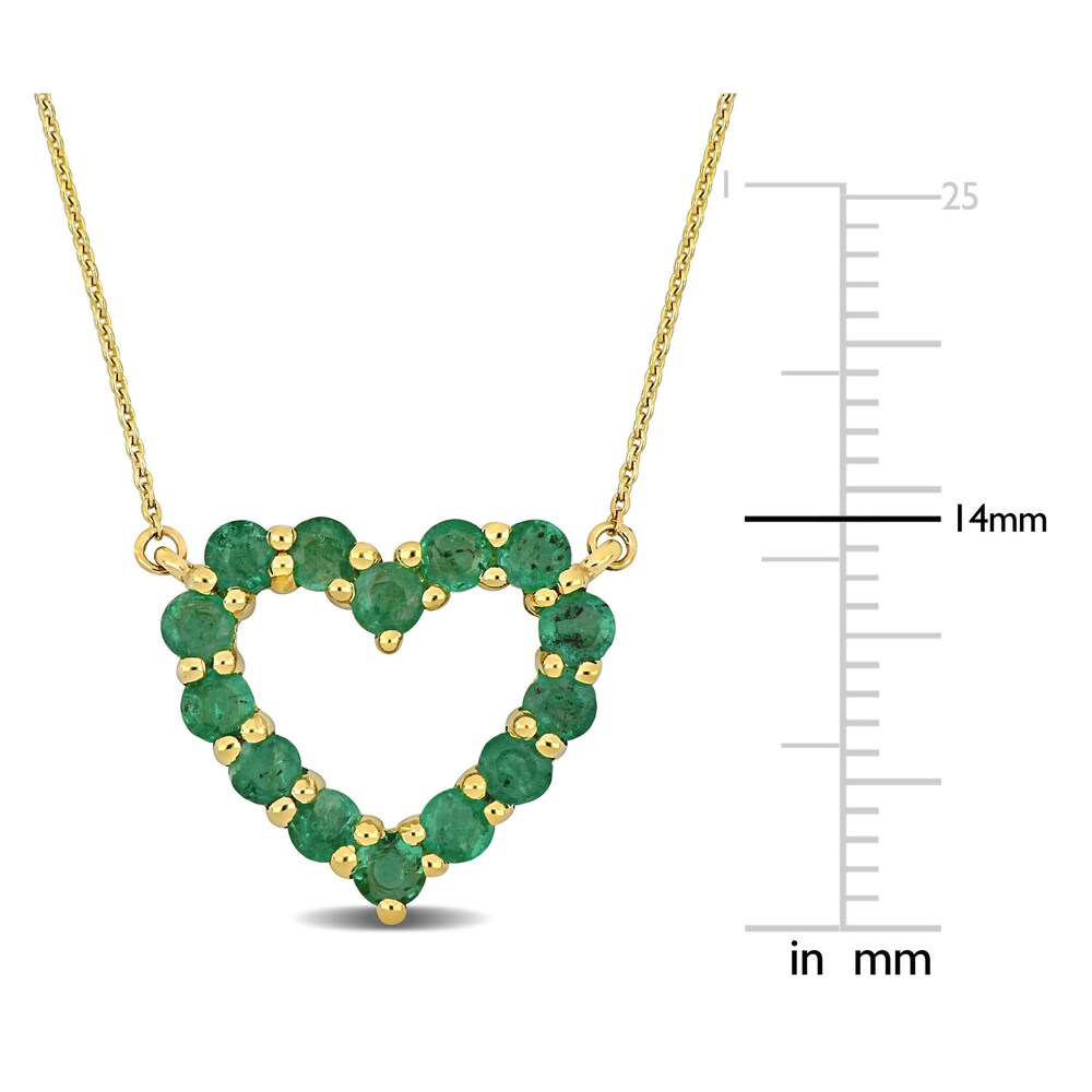 Natural Emerald Heart Pendant Necklace 10K Yellow Gold 17\" GY44h5xs