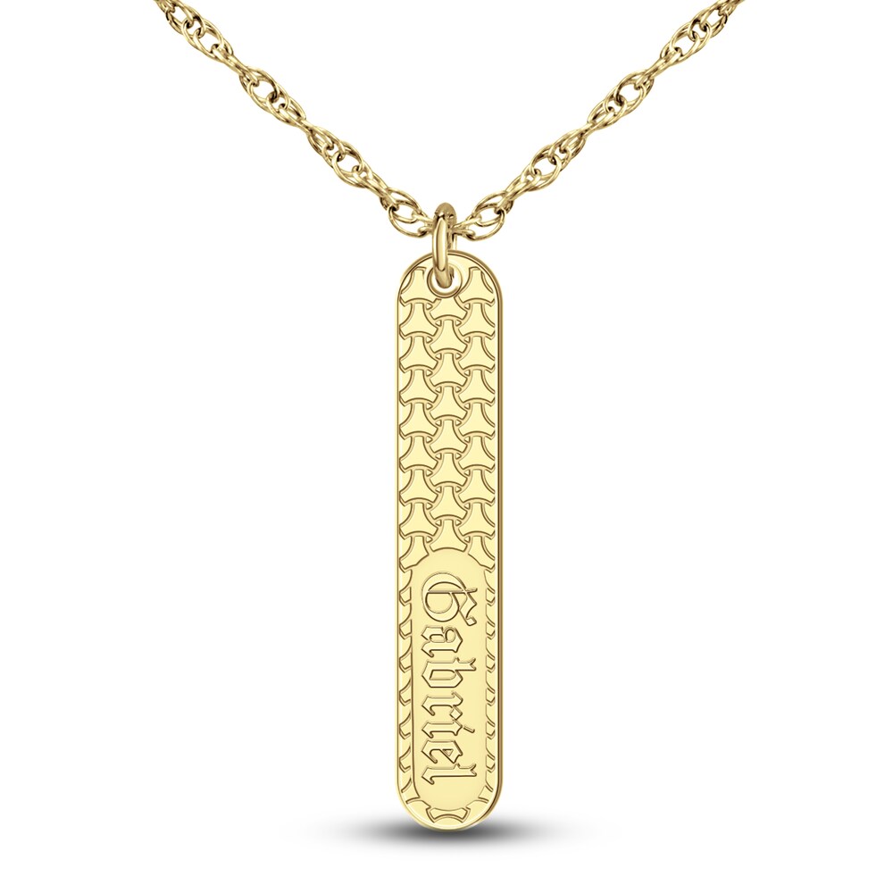 Engravable Bar Pendant Necklace 10K Yellow Gold 18" Gd2DWIUU