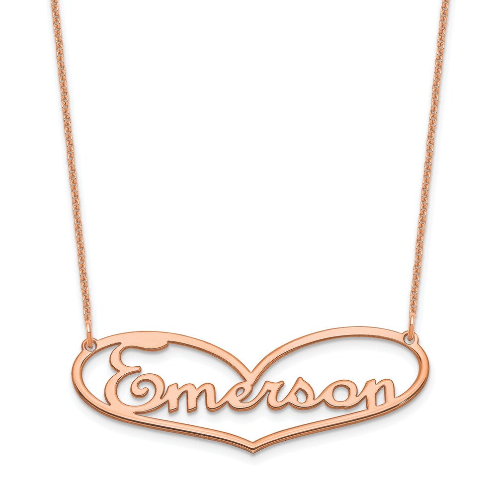 Heart Name Plate Necklace 14K Rose Gold GeRwfFzi