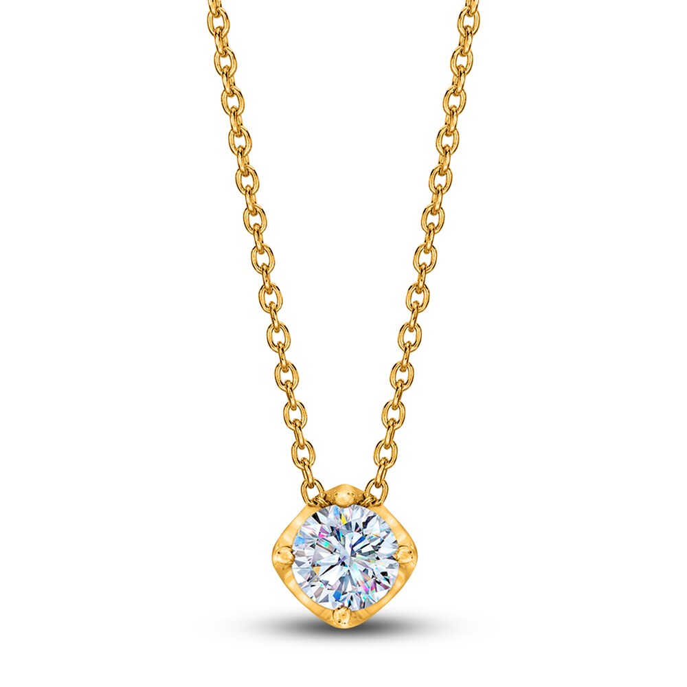 THE LEO First Light Diamond Solitaire Necklace 1/2 carat Round 14K Yellow Gold 19" (I1/I) GfI7xaN7