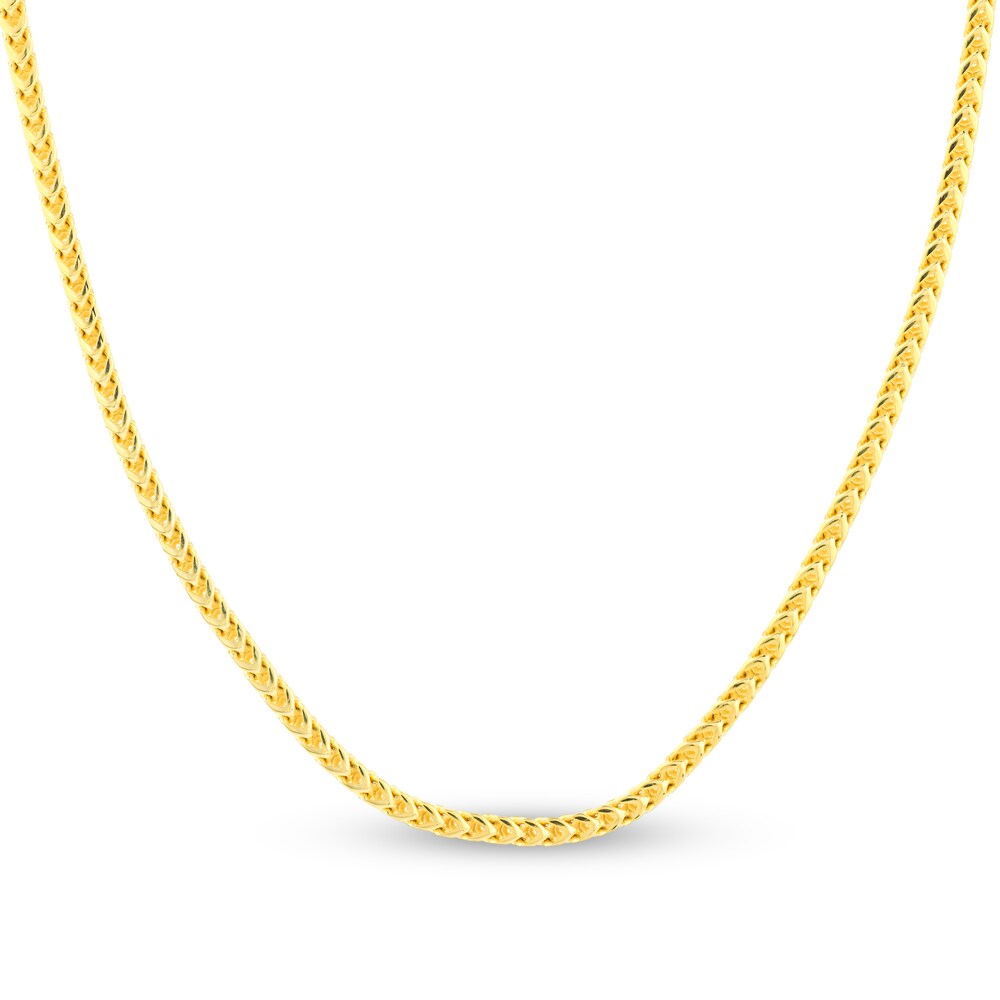 Round Franco Chain Necklace 14K Yellow Gold 26" Gg46w8QC