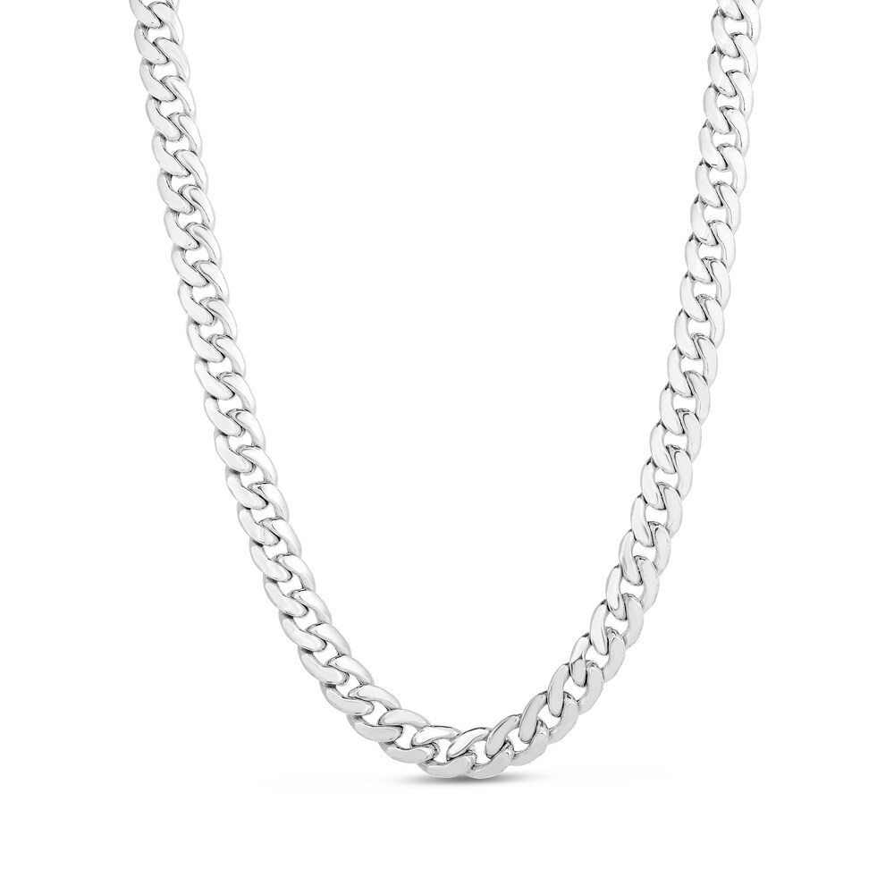 Miami Cuban Link Necklace 14K White Gold 22" GgYa5K4d