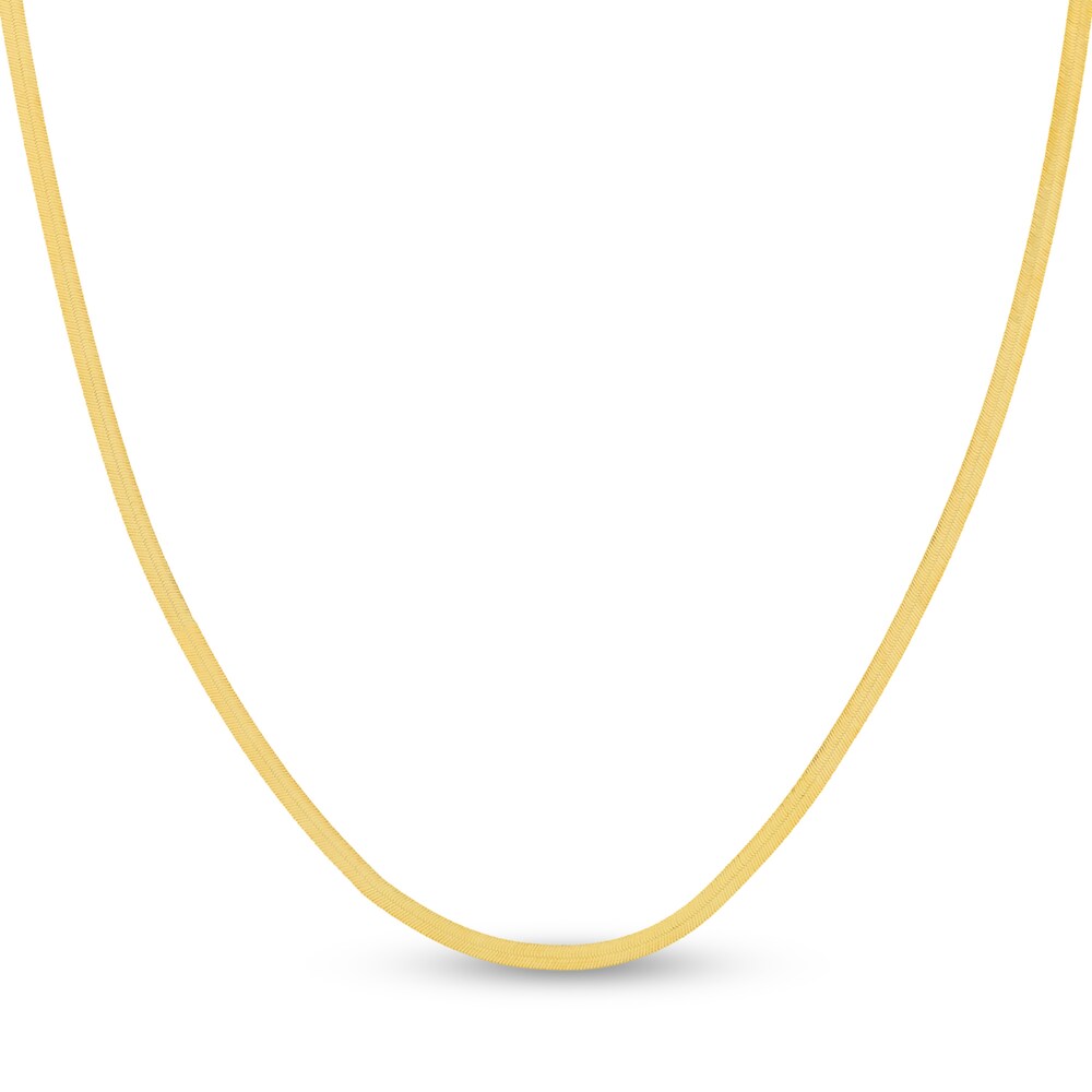 Herringbone Chain Necklace 14K Yellow Gold 16" GkJBrSMl