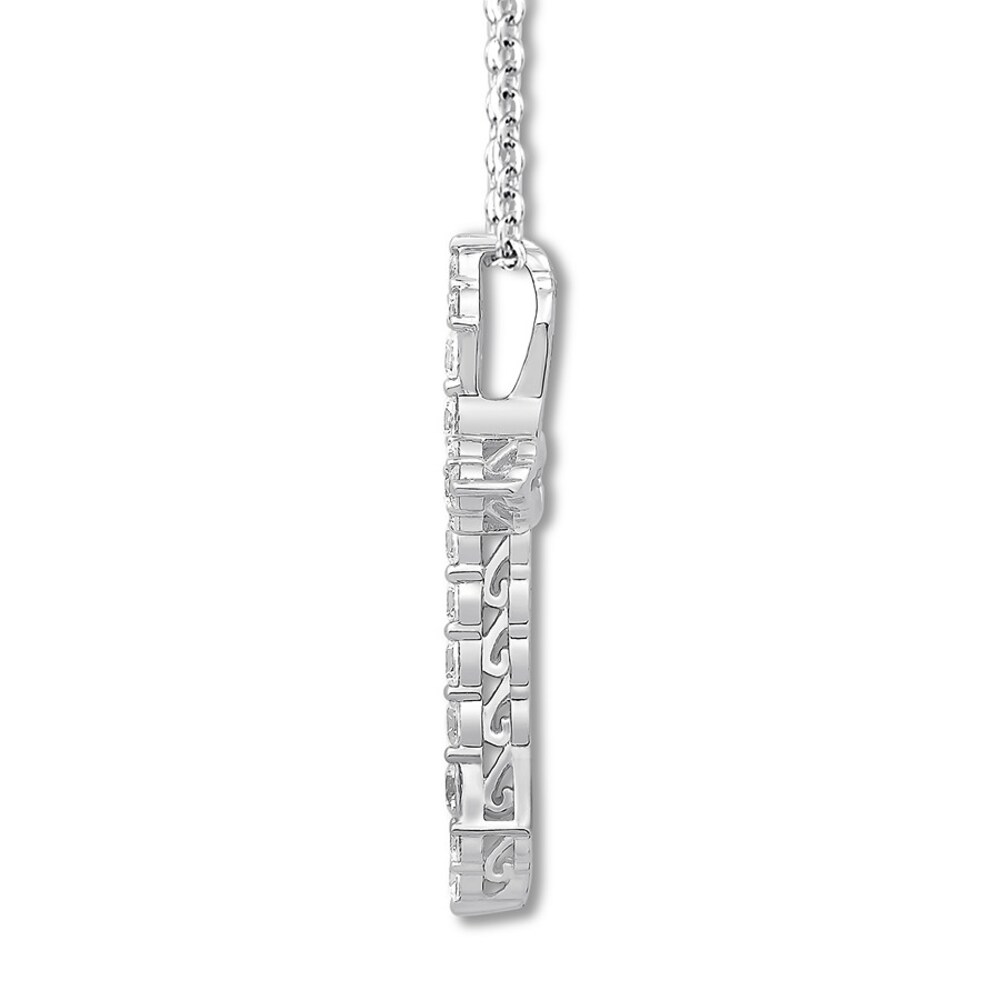 Diamond Cross Necklace 1 ct tw Round 14K White Gold GtgR41jp