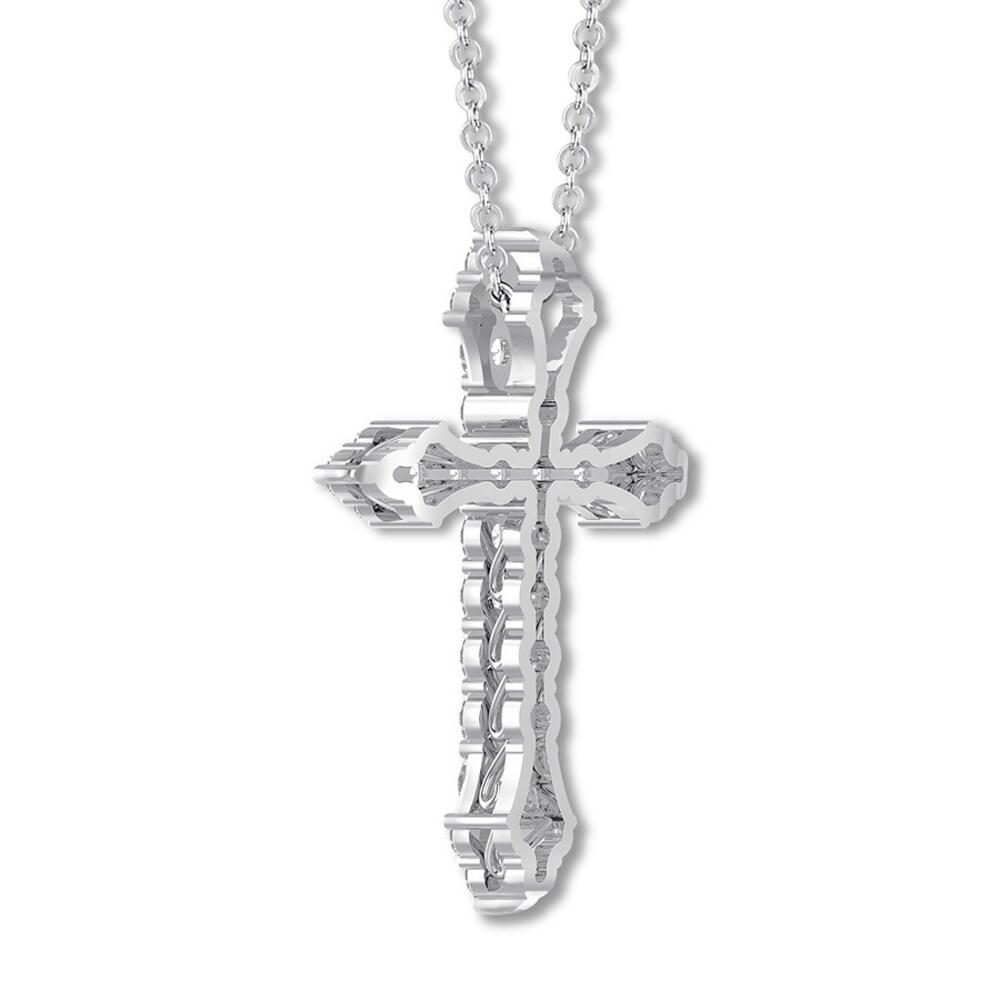 Diamond Cross Necklace 1 ct tw Round 14K White Gold GtgR41jp