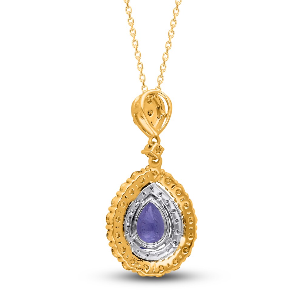 Kallati Natural Tanzanite & Natural Yellow Diamond Necklace 1 ct tw Round 14K Two-Tone Gold GuRGPMmD