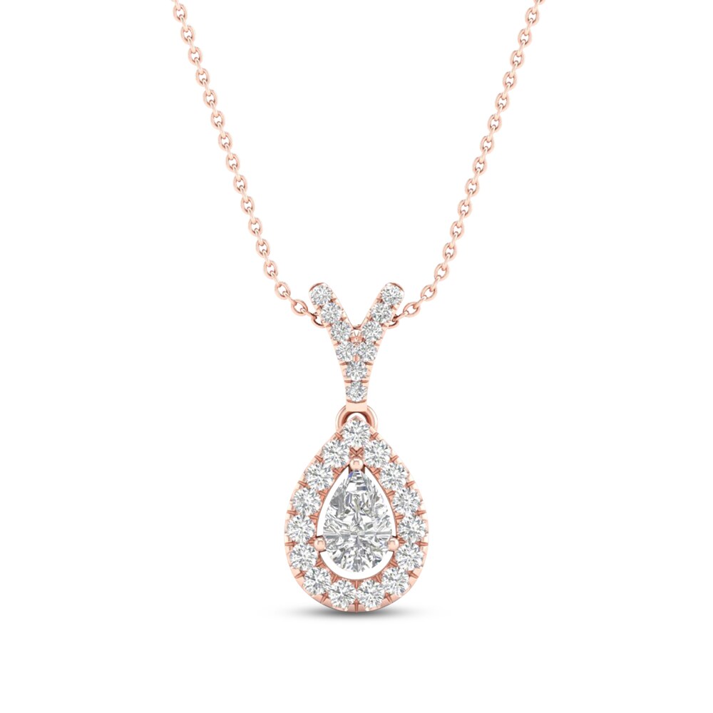 Diamond Necklace 1/4 ct tw Round/Pear-shaped 10K Rose Gold Gx7ydzHy
